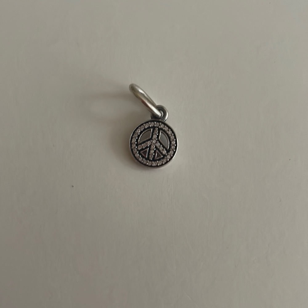 Rhinestone Peace Sign Pandora Dangle Charm
